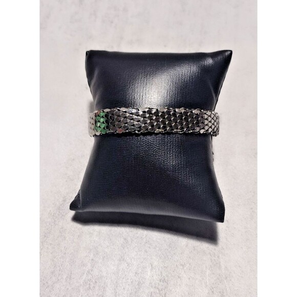 Womens Adjustable Open Cuff Braclet Woven Mesh Silver Tone - Picture 1 of 4